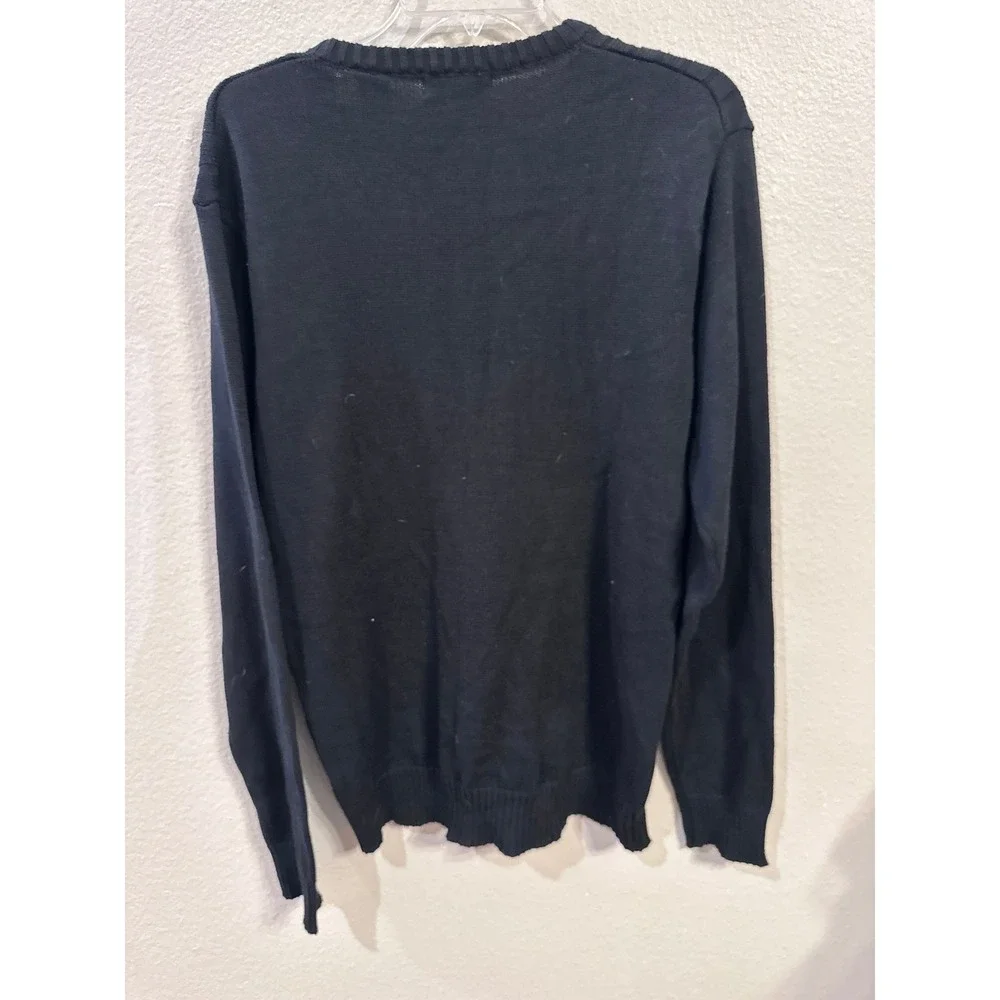 Michael Brandon Mens Black V-Neck Long Sleeve Knit Sweater
